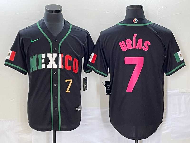 Mens Mexico Baseball #7 Julio Urias Number 2023 Black World Baseball Classic Stitched Jersey3